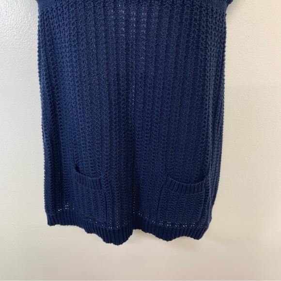 Mudd‎ Y2K Empire Sweater Large  Blue Scoop Neck Cap Sleeve Long Line Boho Casual - Picture 5 of 10